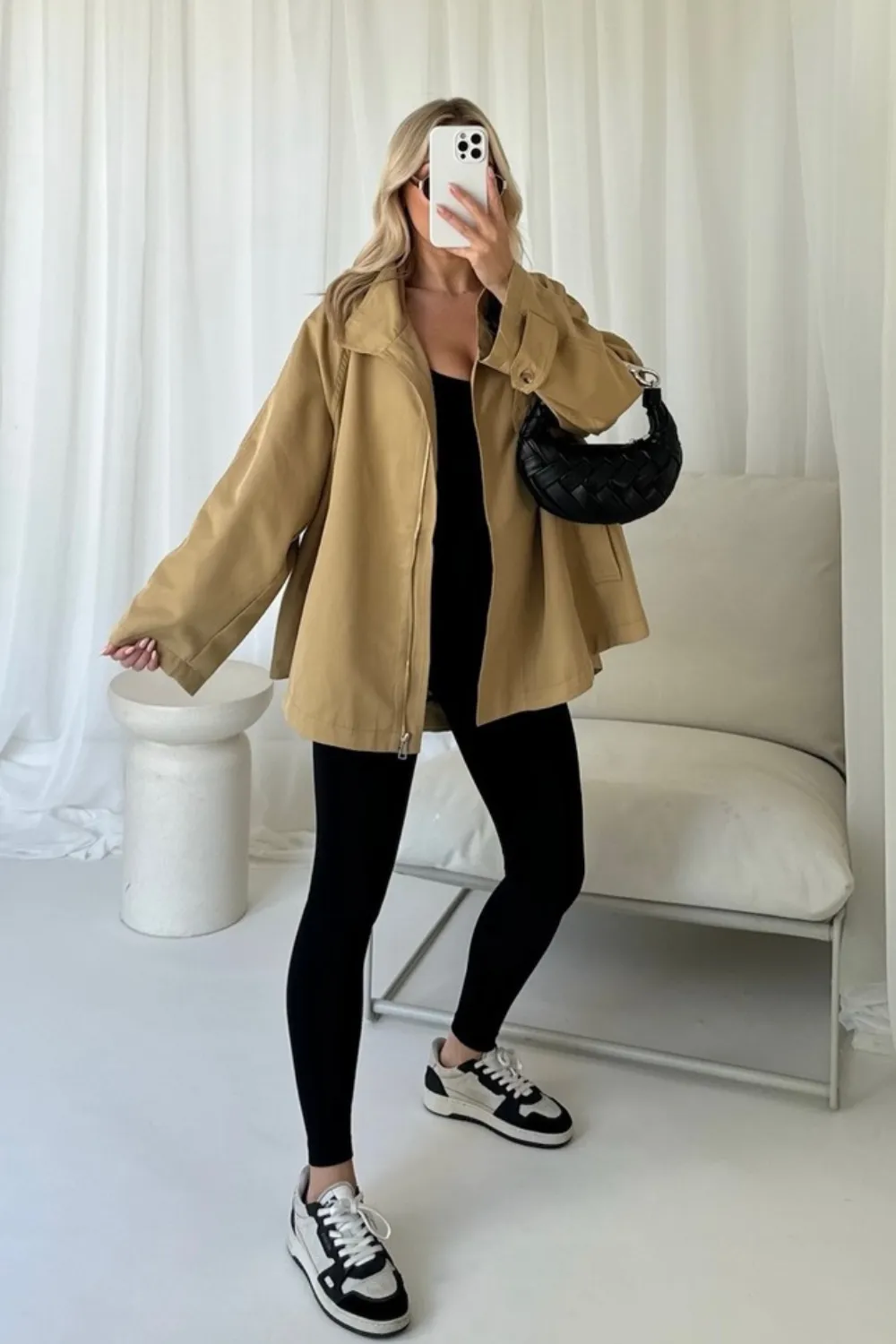 Lauren camel mid length trench coat