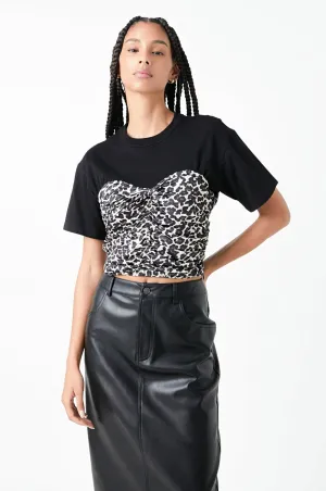 Leopard Shirred Cropped Top