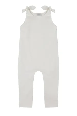 Linen tie romper /WHITE