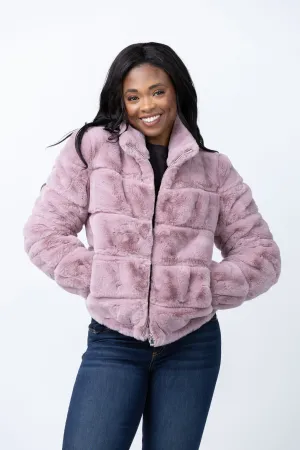 Love Token Alex Faux Fur Jacket in Blush