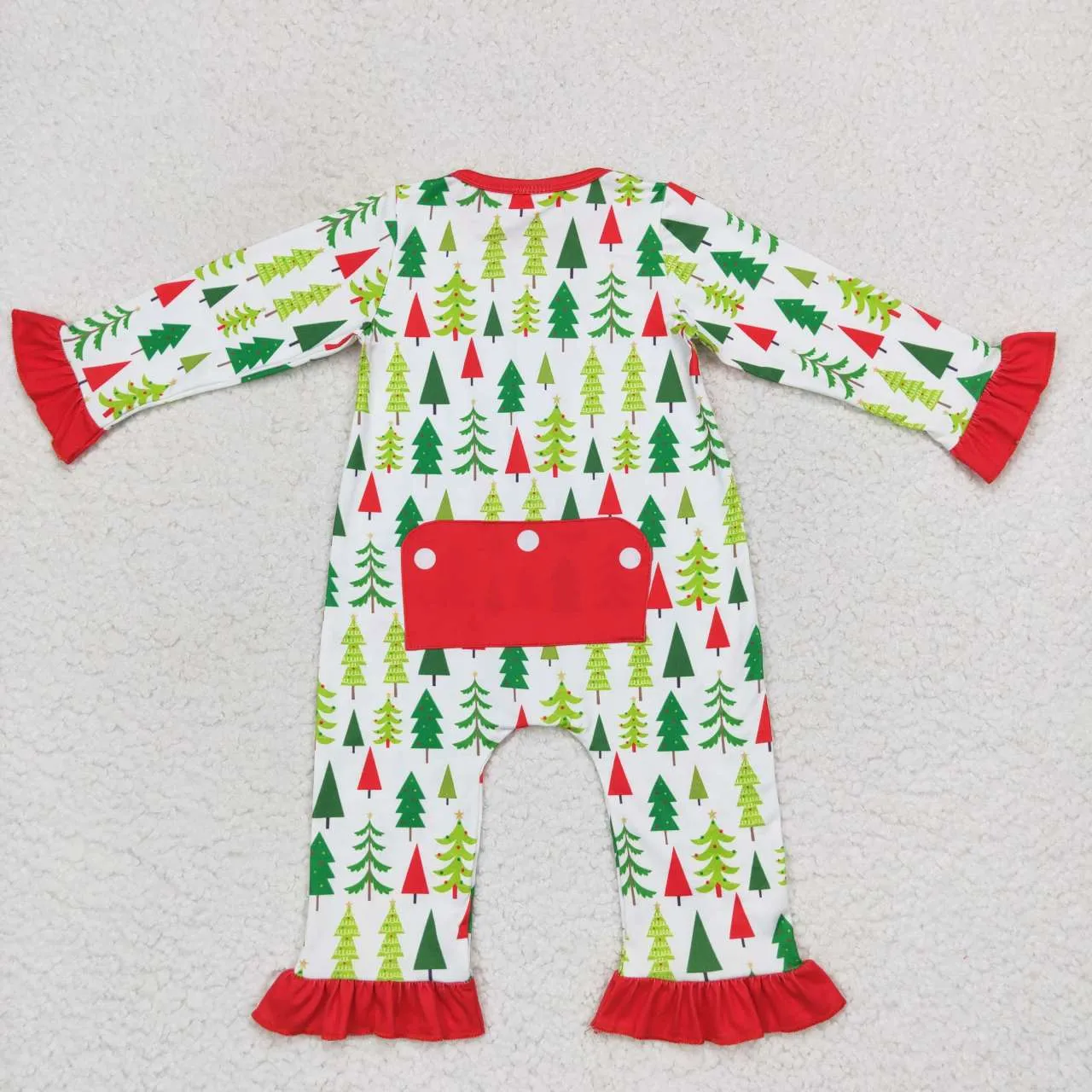 LR0626 girls Christmas tree long sleeve onesie