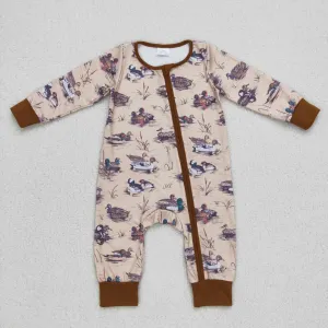 LR0667 baby boy clothes mallard hunting romper zipper winter romper