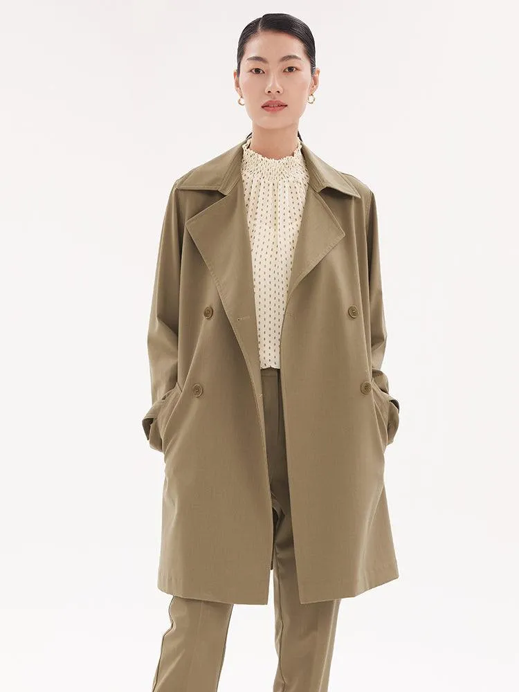 Machine Washable Worsted Wool Trench Coat