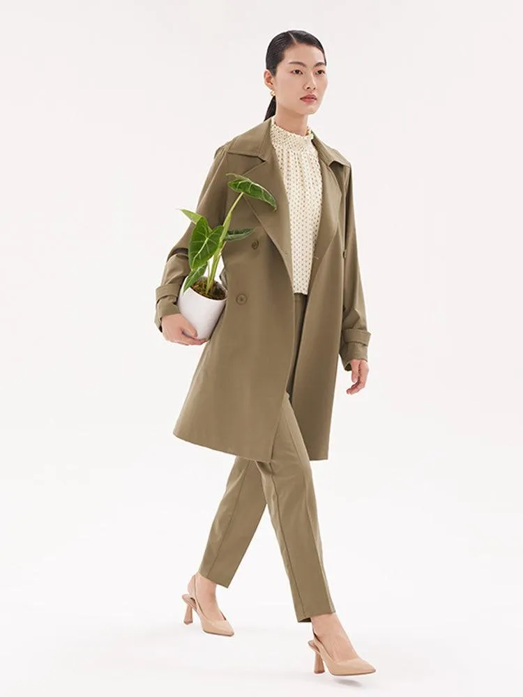 Machine Washable Worsted Wool Trench Coat