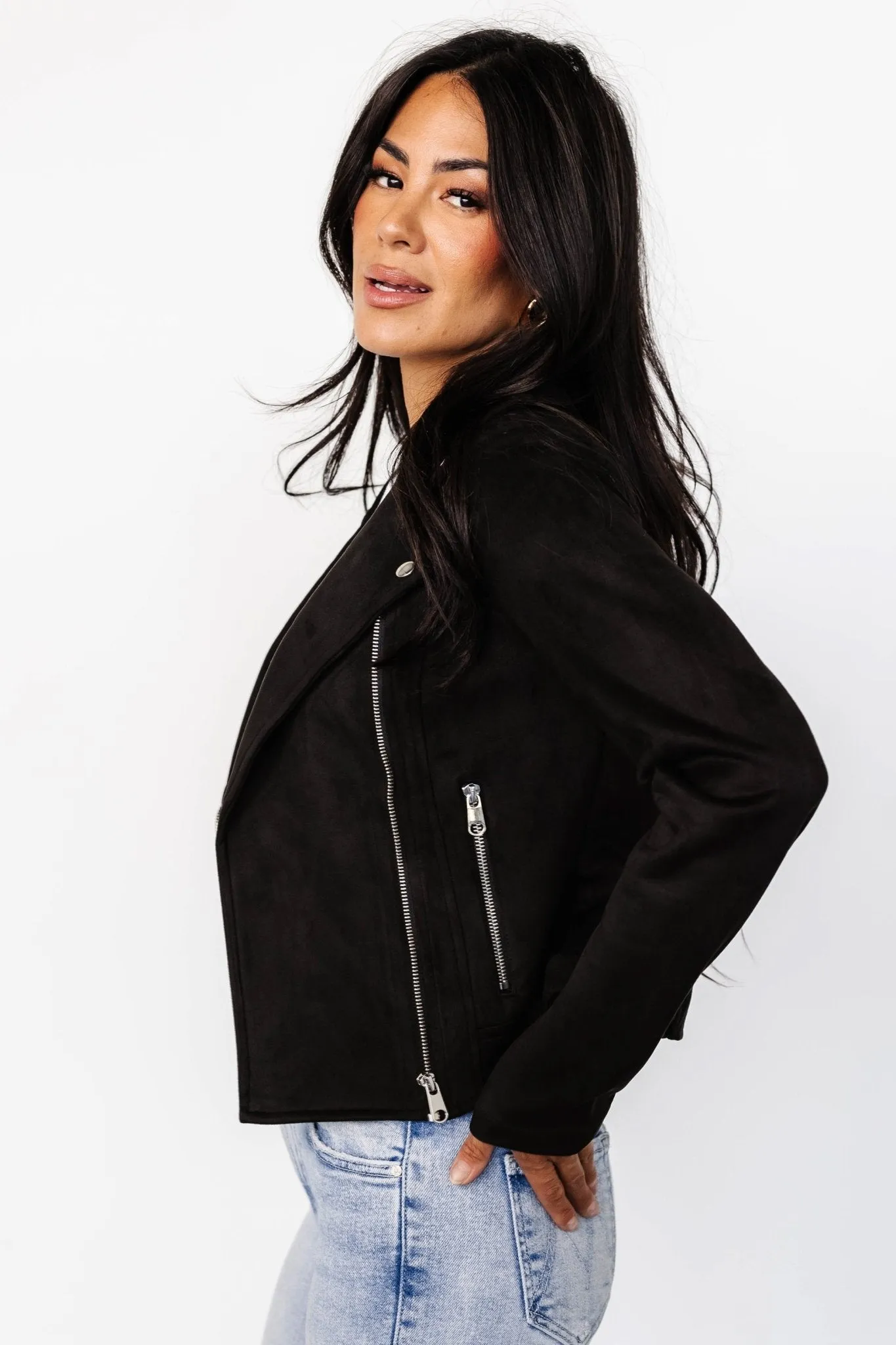 Marisa Faux Suede Jacket | Black