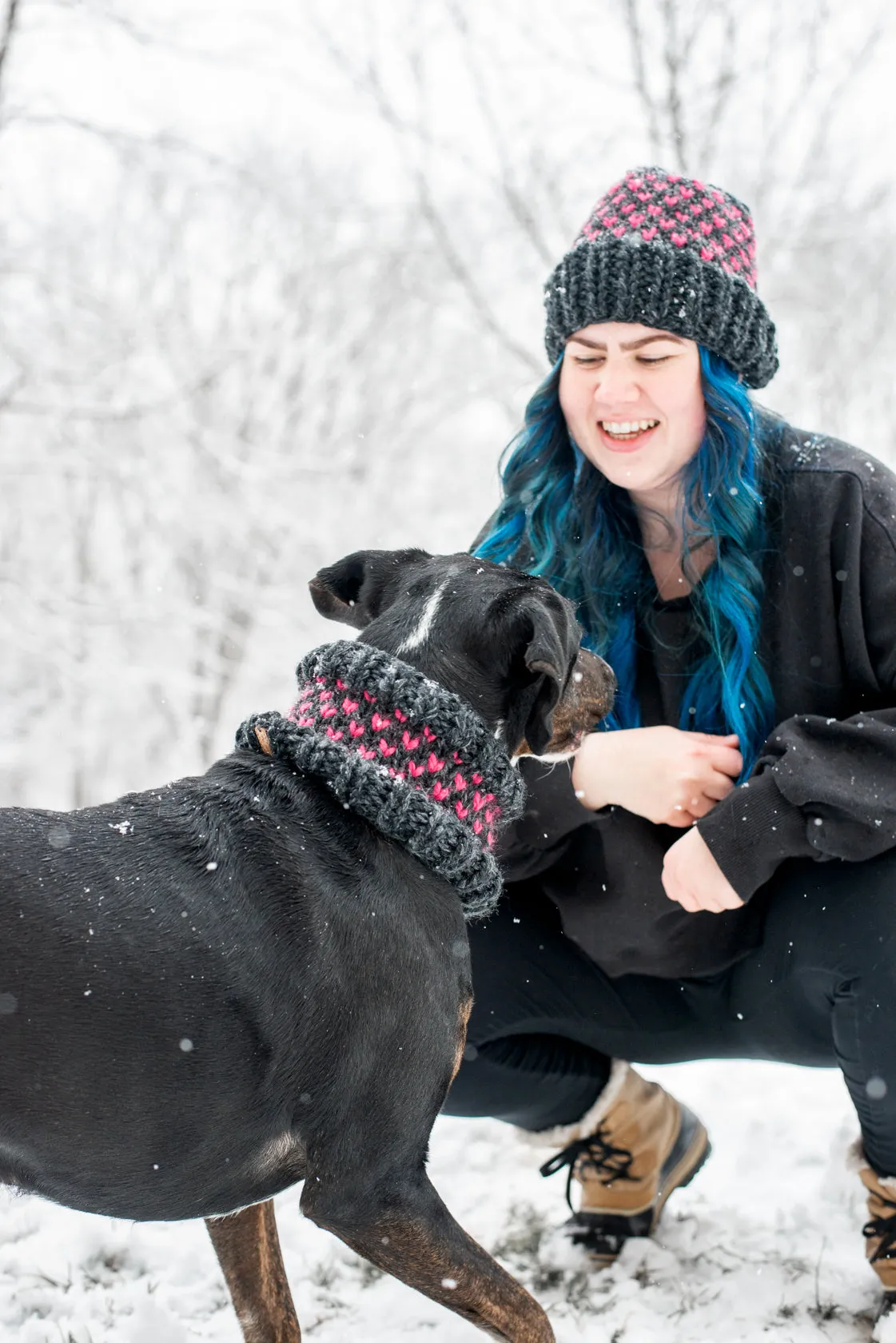 Matching Little Heart Beanie & Cowl Set