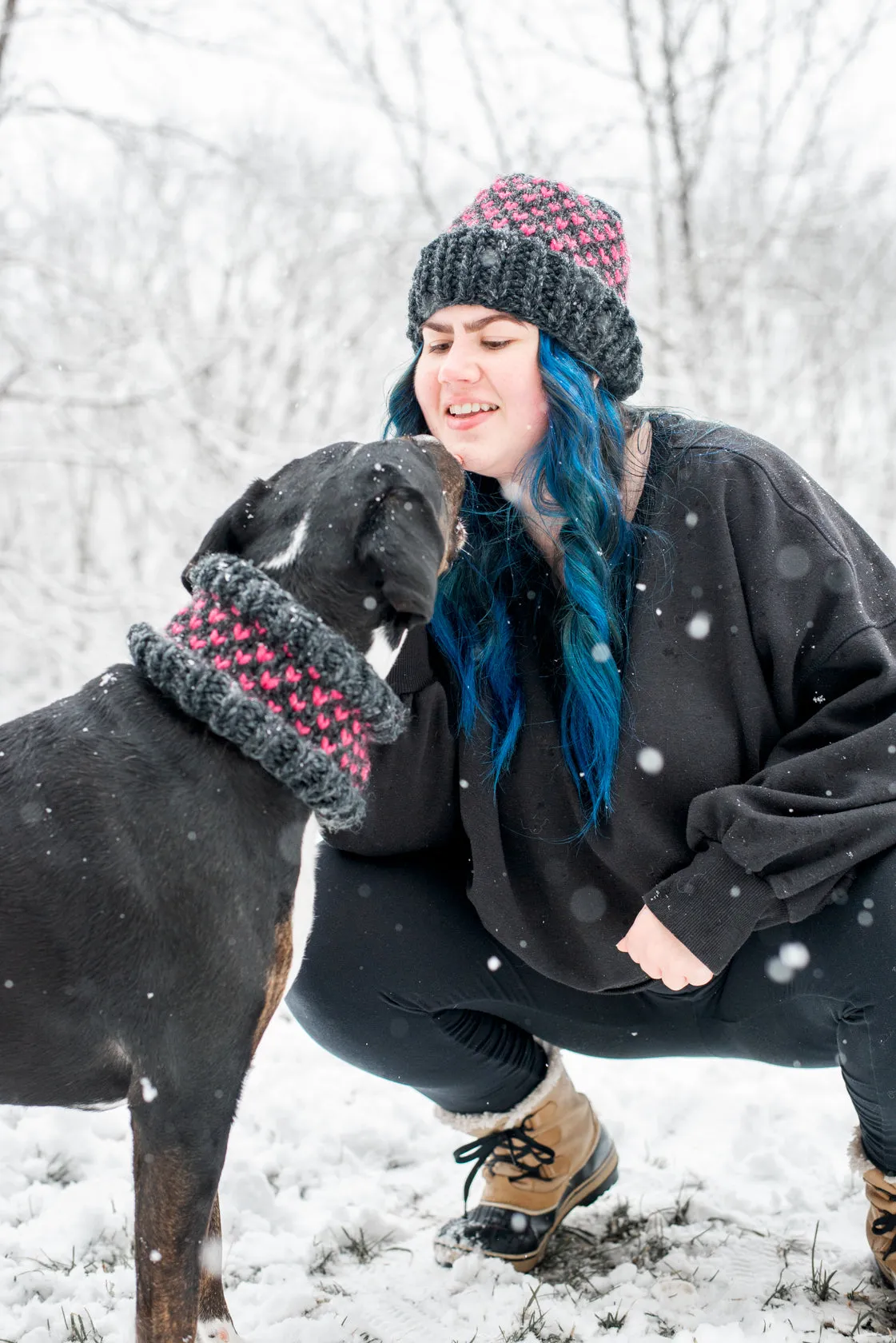 Matching Little Heart Beanie & Cowl Set