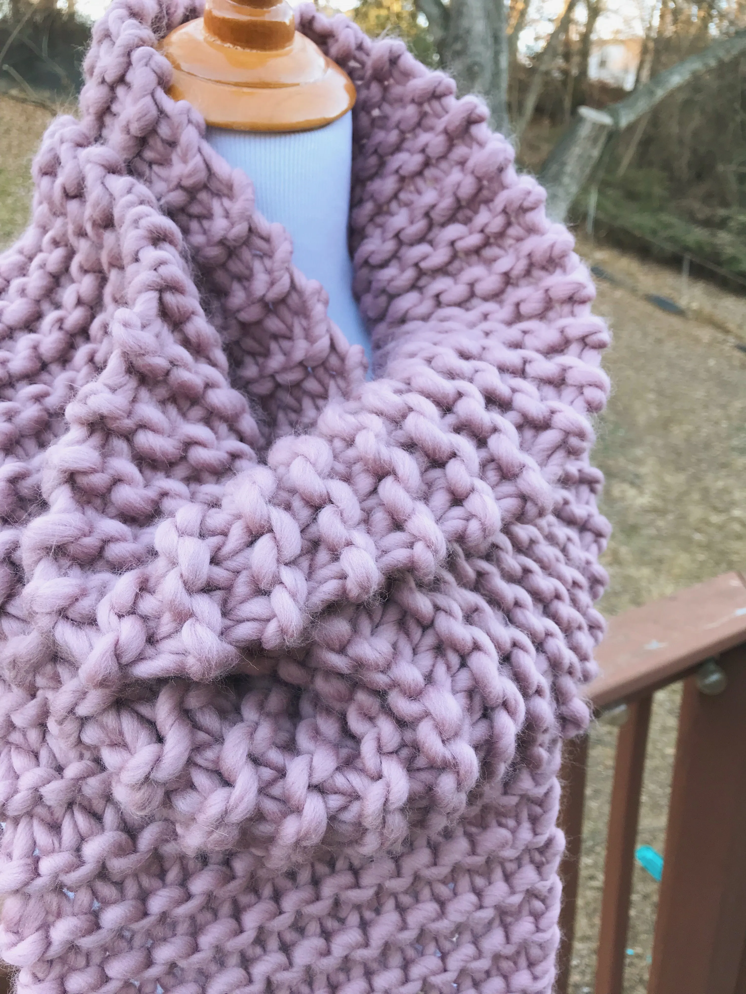 Mauve Knitted Scarf Extra Large Open Ended Wrap // The Wiscassett