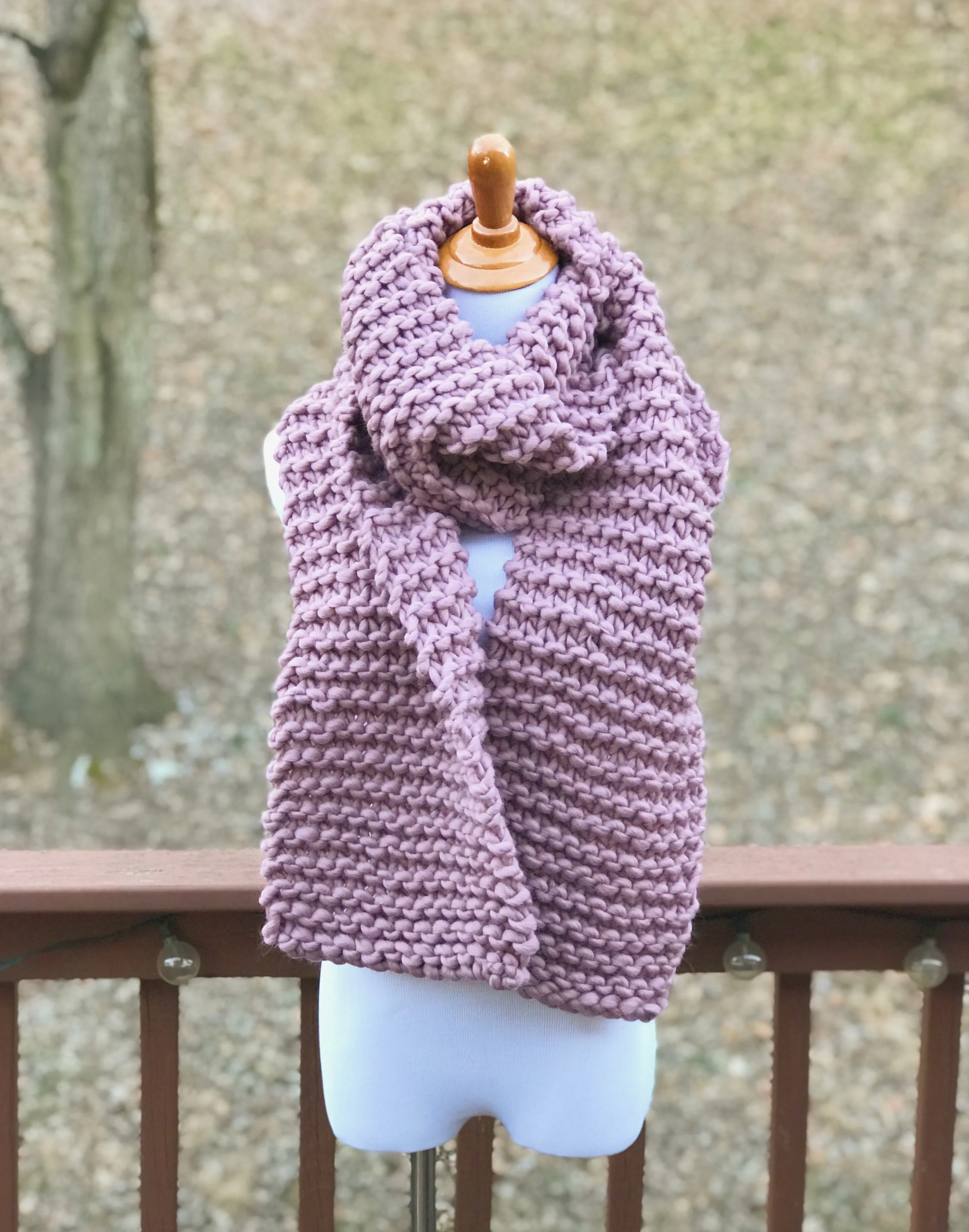 Mauve Knitted Scarf Extra Large Open Ended Wrap // The Wiscassett