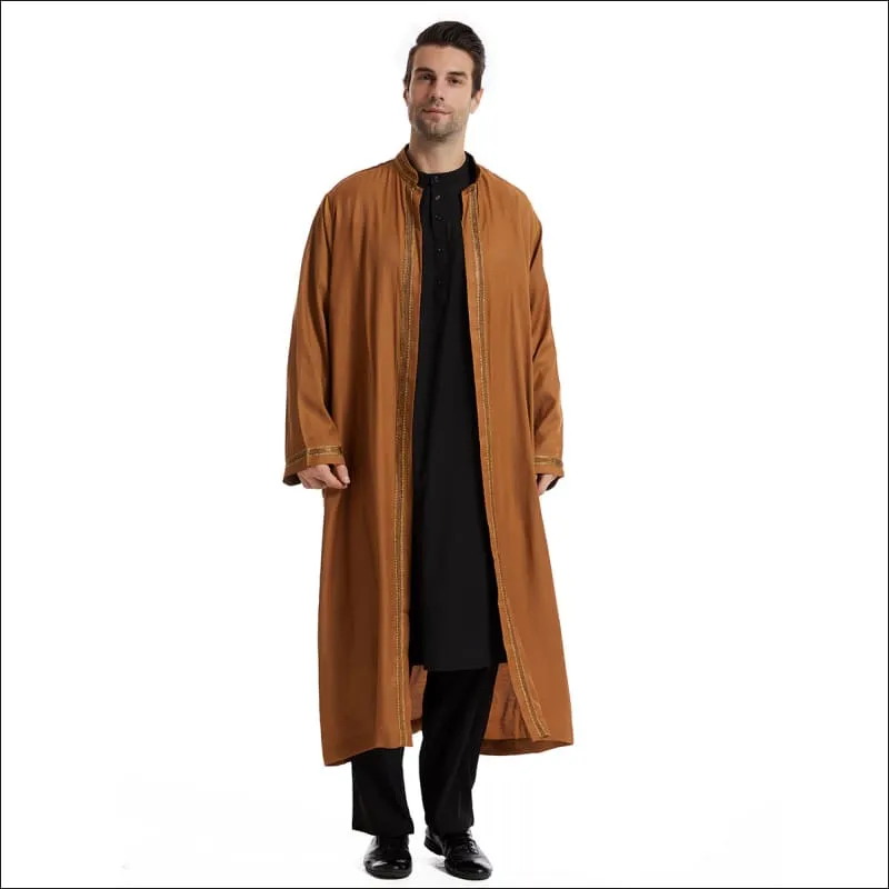 Men's Abaya Muslim Saudi Jubba Thobe for Modern Elegance