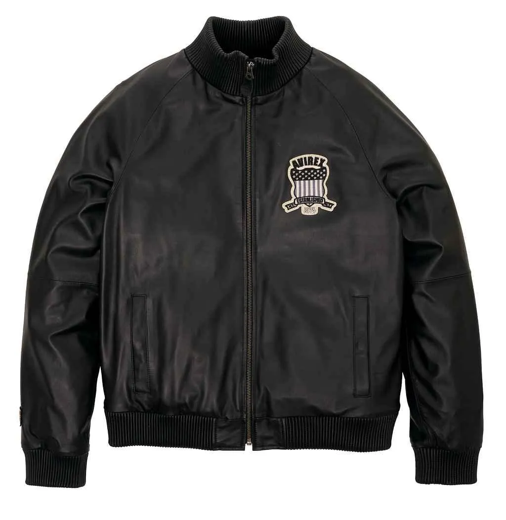 Mens Avirex Leather Track Jacket