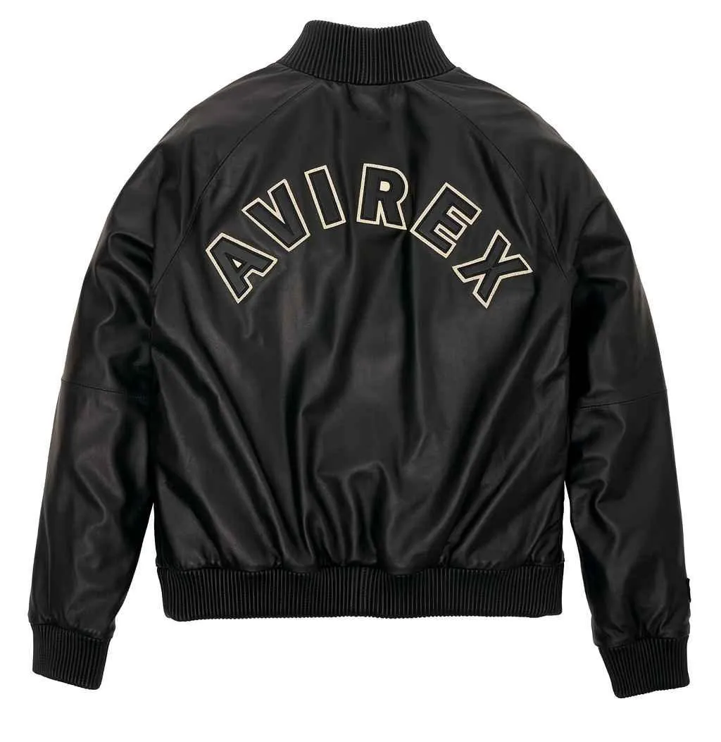 Mens Avirex Leather Track Jacket