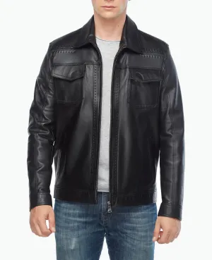 Mens Black Leather Motorcycle Jacket