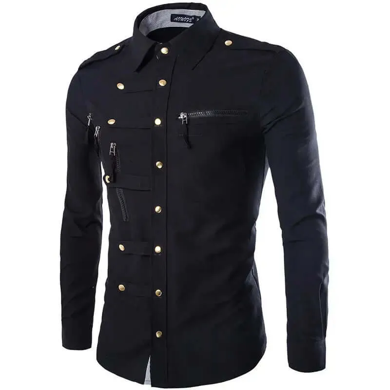 Mens Slim Fit Cotton Dress Shirt Stylish Long Sleeve