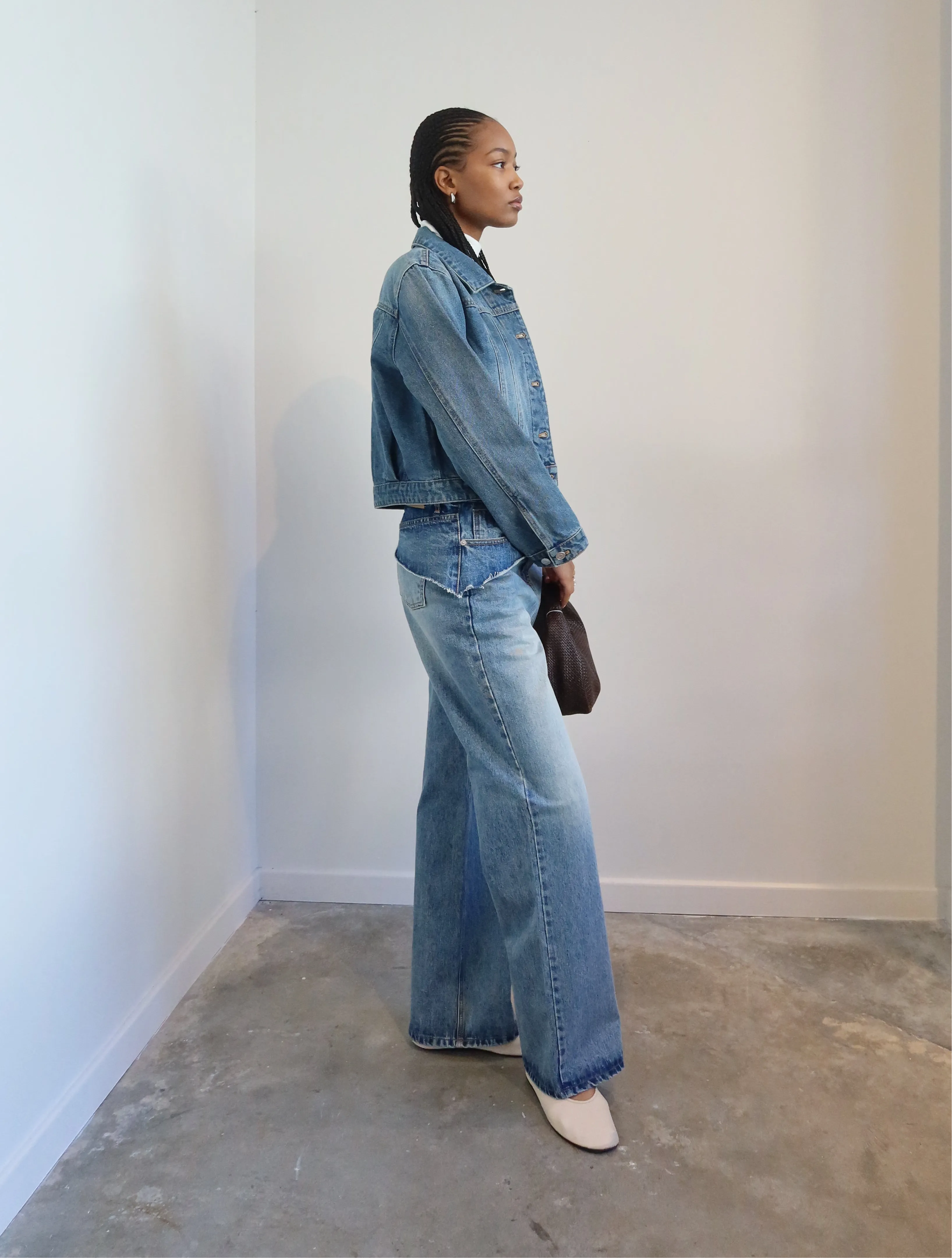 Mid Wash Cropped Denim Jacket