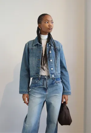 Mid Wash Cropped Denim Jacket