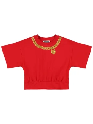 Moschino   Cotton jersey cropped t-shirt 