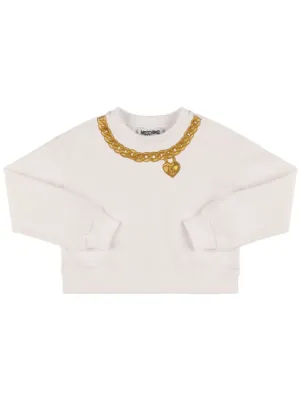 Moschino   Cropped cotton blend sweatshirt 