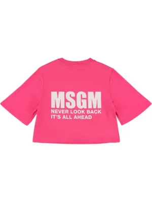 MSGM   Cotton jersey cropped t-shirt 