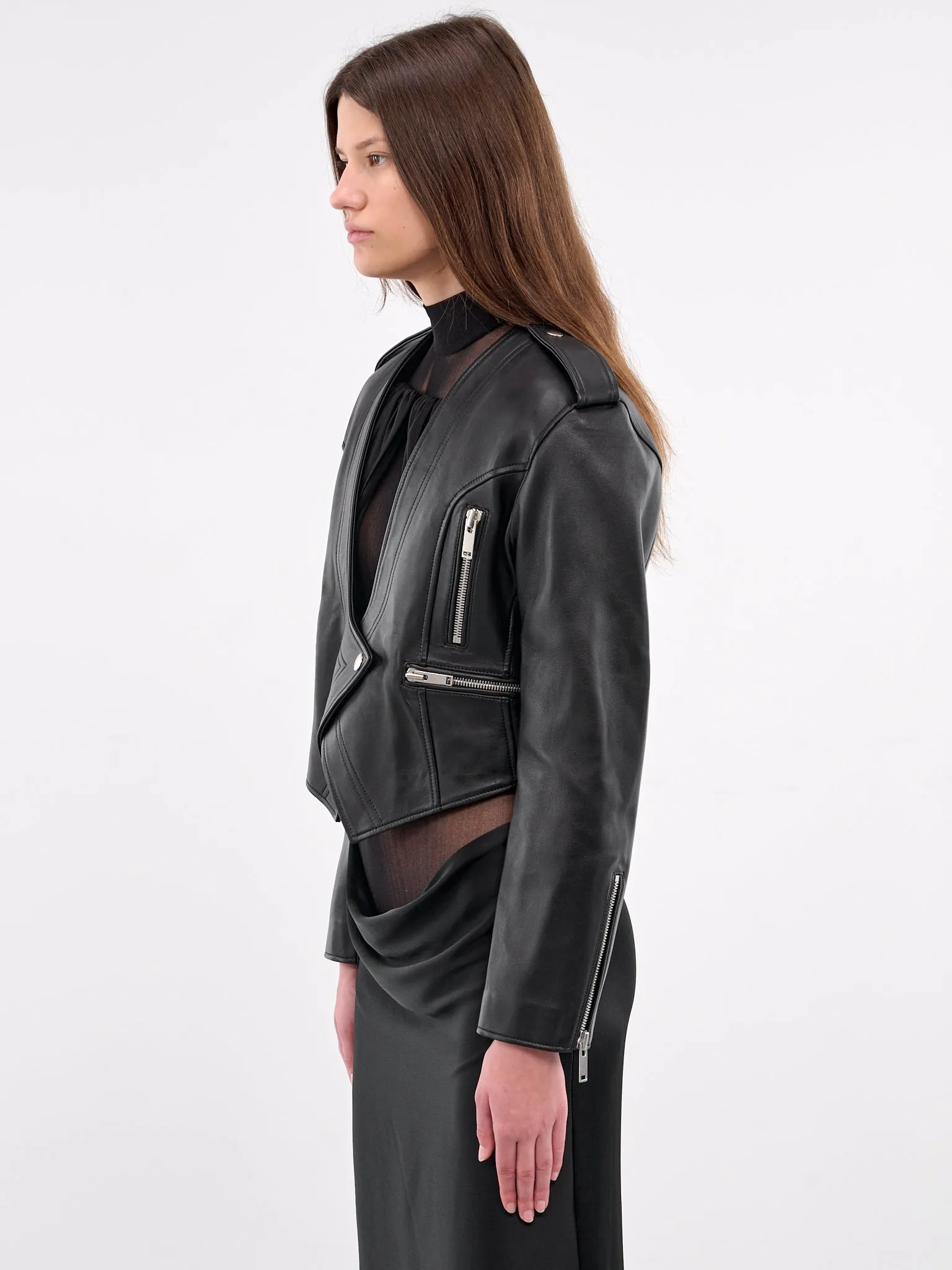 Open Heart Biker Jacket (BA4EJ03-BLACK)