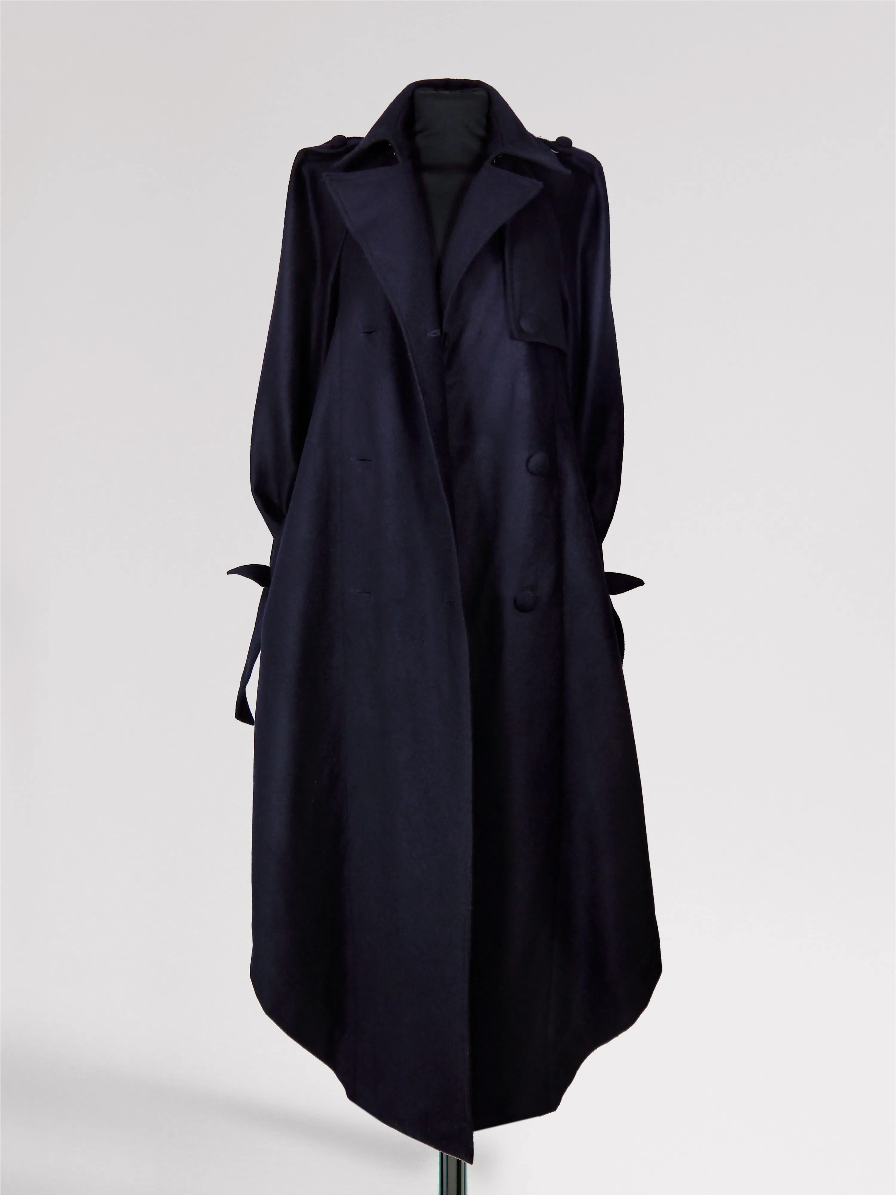 Origami Wool Trench Coat / Navy