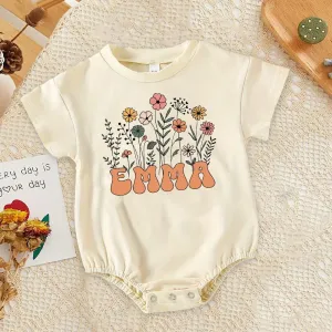 Personalised Flower Name Oversized Bubble Romper