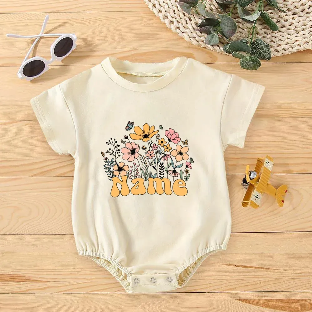 Personalised Flower Name Oversized Bubble Romper