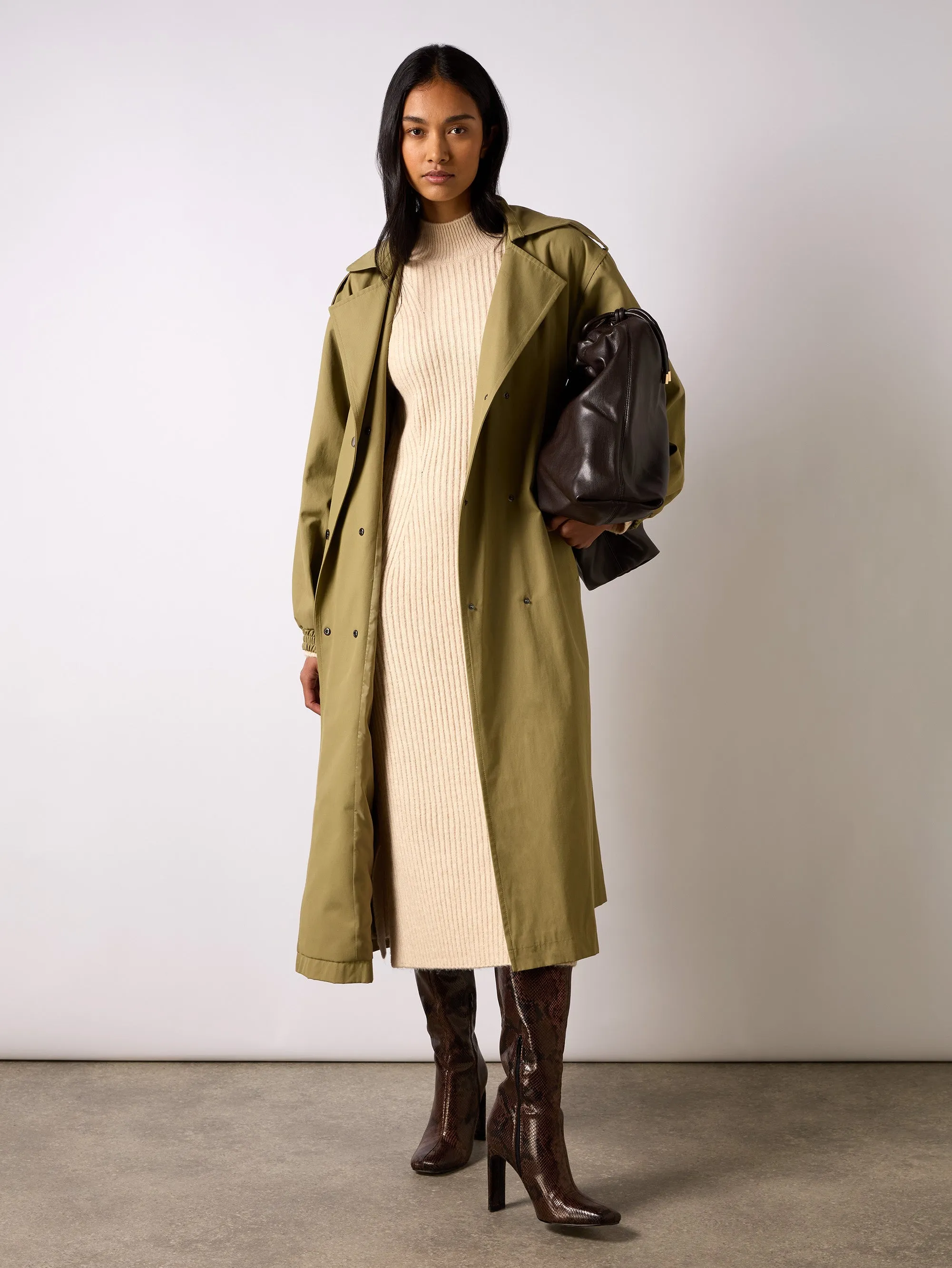 Petite Khaki Belted Trench Coat