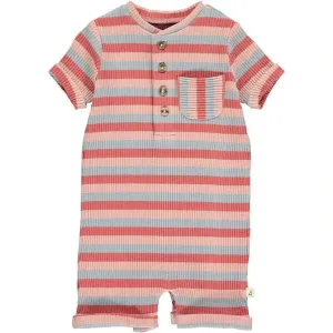 Pink/grey ribbed henley romper | Me & Henry