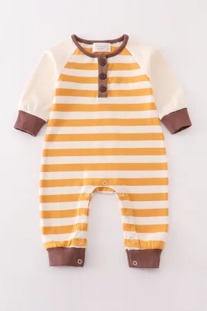 Platinum brown stripe boy romper