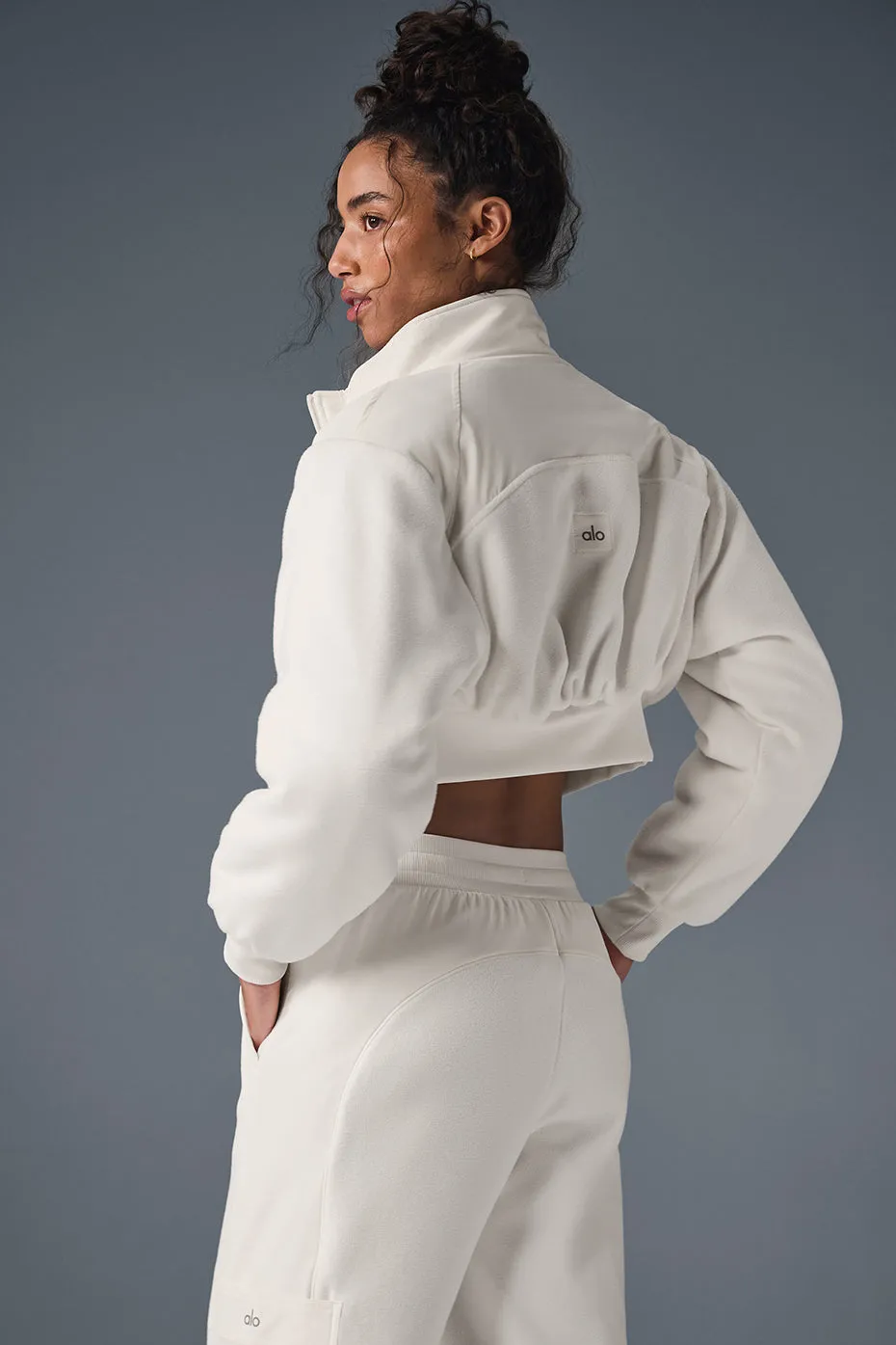 Polar Fleece Cropped Wintry Mix Jacket - Ivory