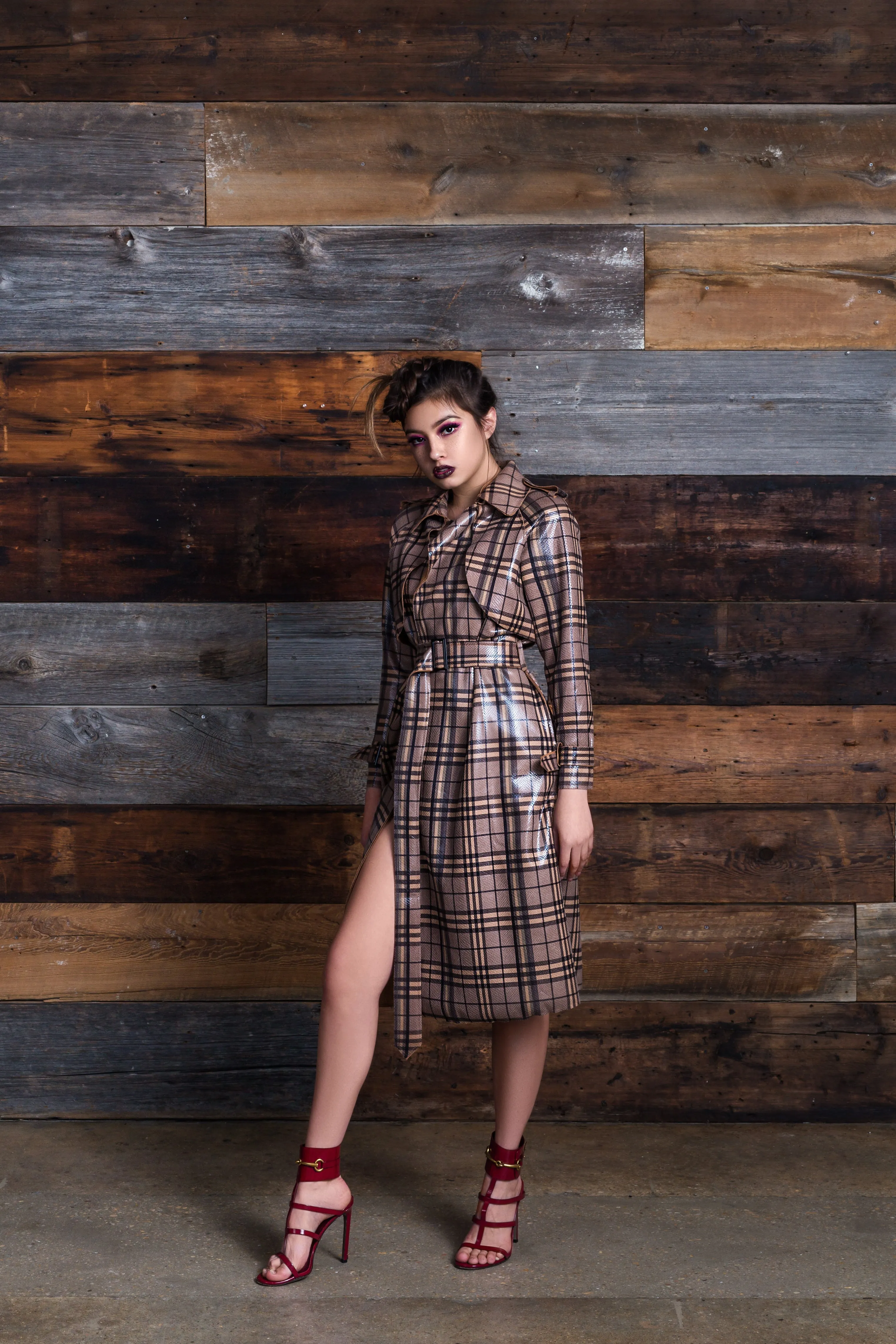 "Victoria" Plaid Trench Coat