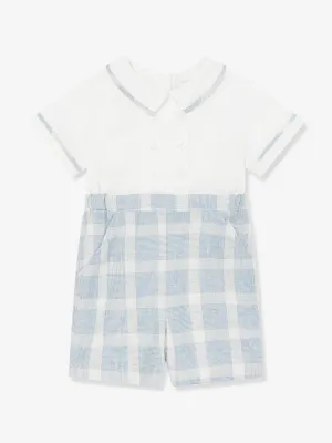 Rachel Riley Baby Boys Seersucker Check Romper in Blue