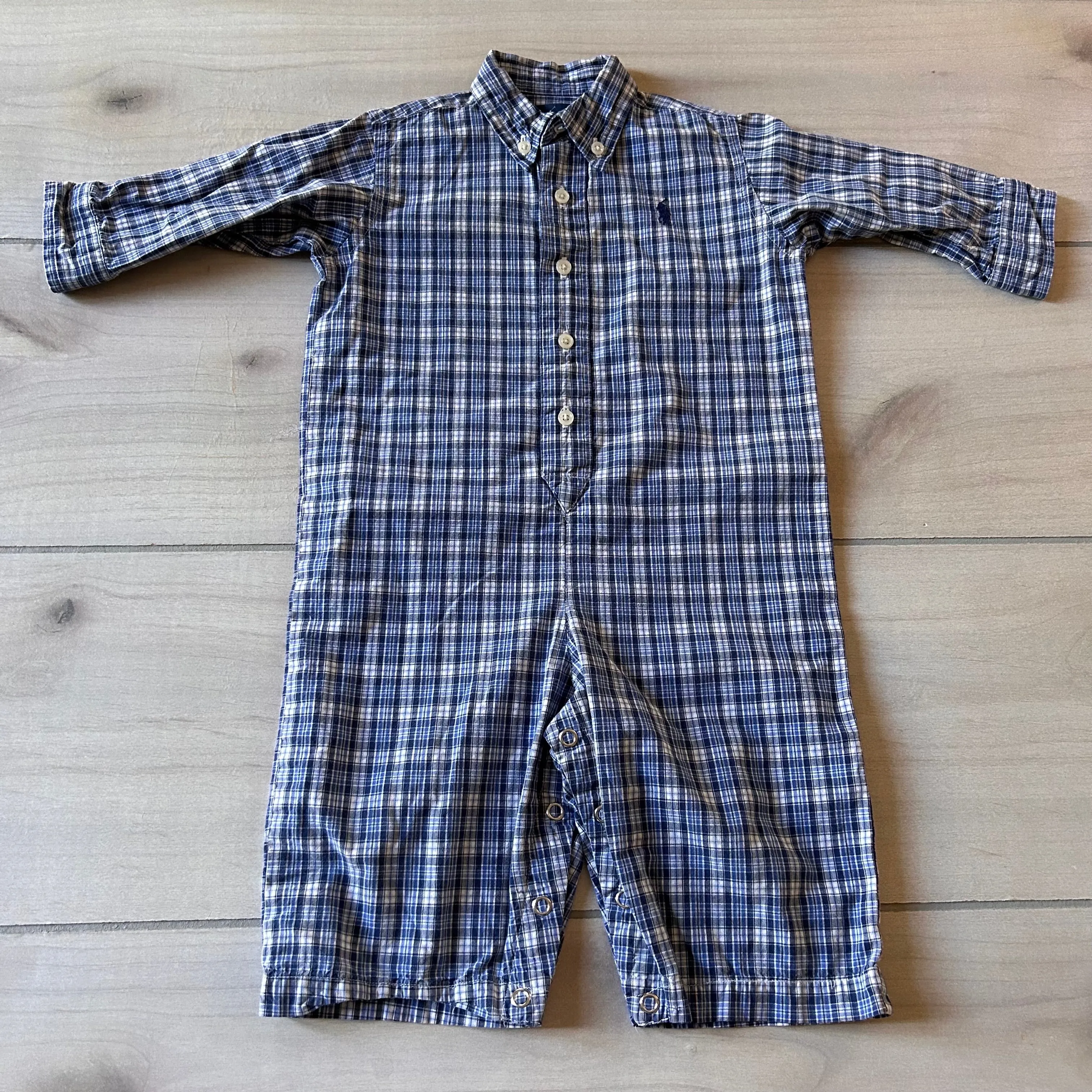 Ralph Lauren Blue & White Plaid Romper