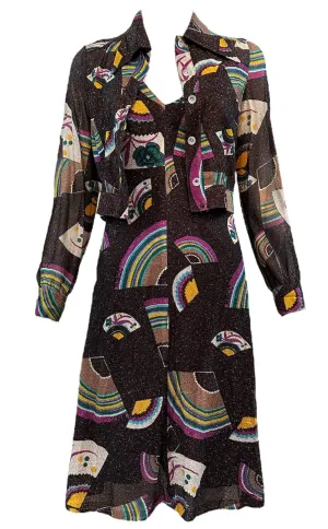 RBCC of Beverly Hills '70s Lurex Glam Rainbow Dress & Jacket Ensemble