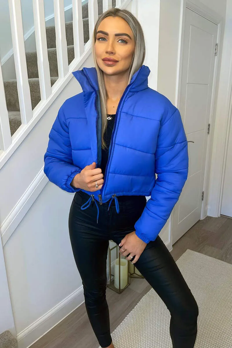 Royal Blue Cropped Puffer Jacket