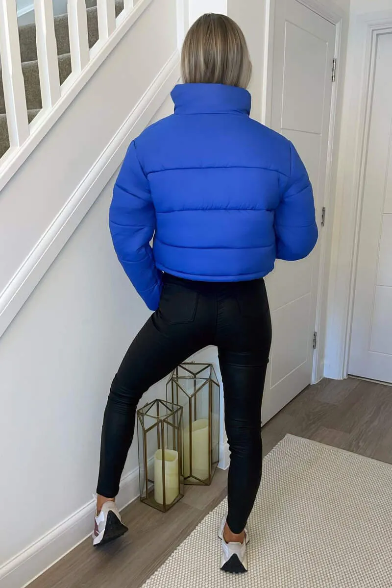 Royal Blue Cropped Puffer Jacket