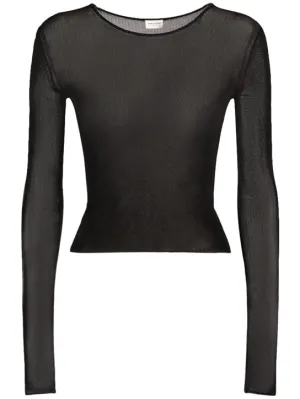 Saint Laurent   Ripped viscose cropped top 