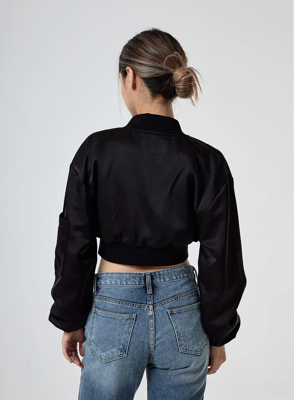 Satin Cropped Flight Jacket CG29