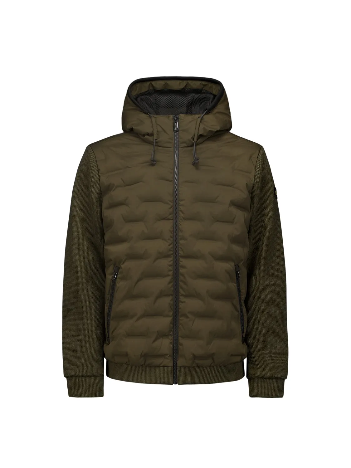 Sealed Jacket with Hood and Knitted Sleeves: Perfect Protection and Style | Taupe