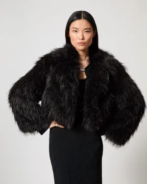 Shaggy Cropped Mongolian Faux Fur Jacket