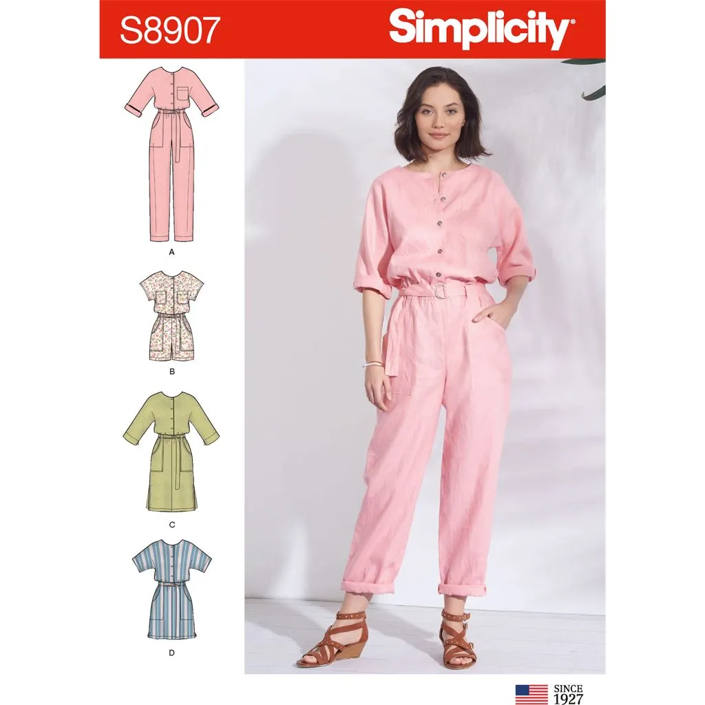 Simplicity Sewing Pattern S8907 Misses' Jumpsuit, Romper, Dresses, and Belt