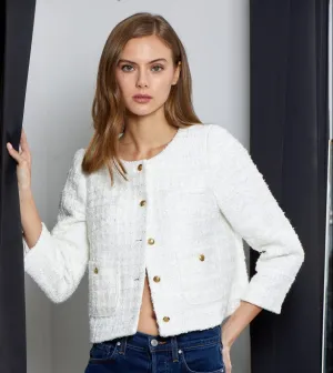 Susan Bender Tweed Jacket With Sparkle White