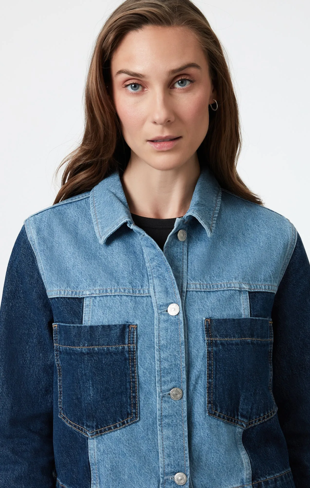 TANYA DENIM JACKET IN MIX BLUE BLOCKING