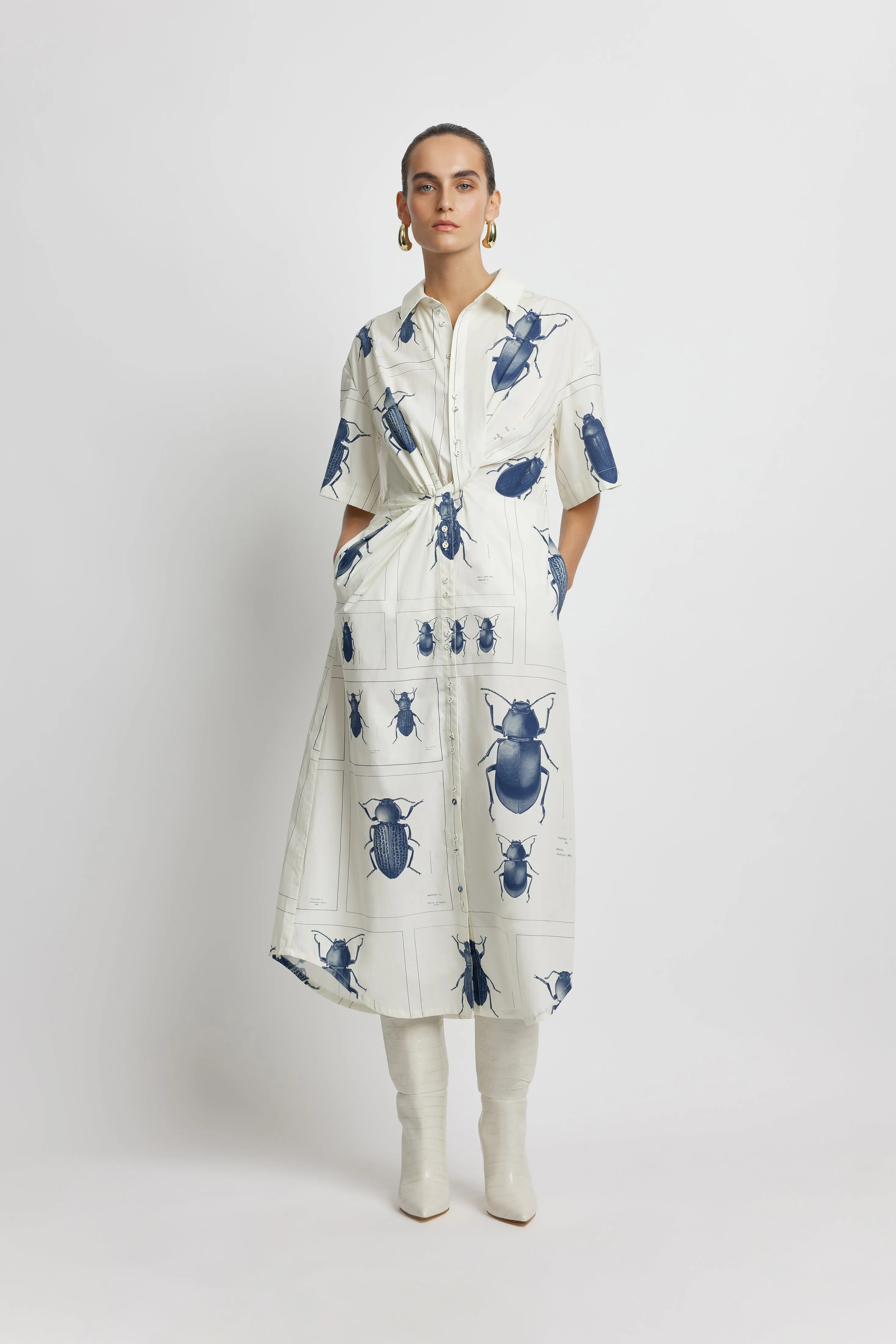 Twisted Beetle Shirt Dress - Beetle Print