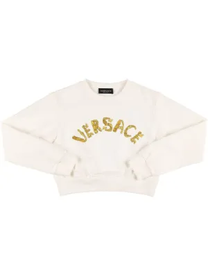 Versace   Cropped cotton sweatshirt w/ logo 