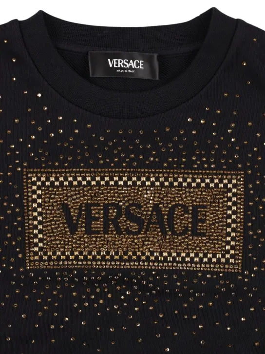 Versace   Embellished cotton cropped sweatshirt 