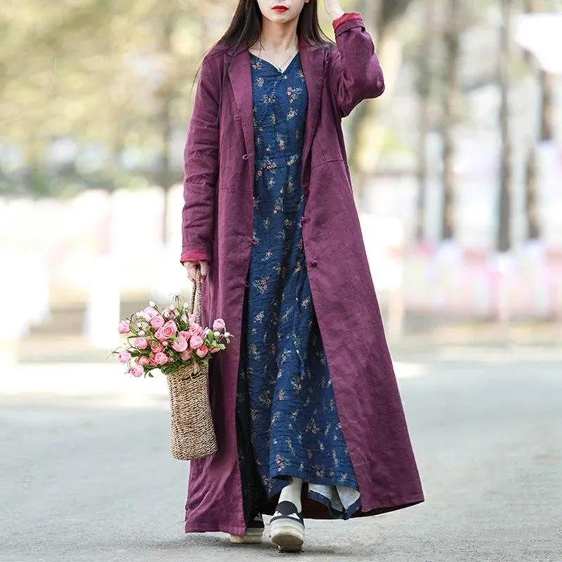 Vintage Chinese Linen Trench Coat