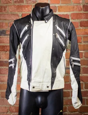 Vintage J. Park Black And White Leather Jacket 80s Small