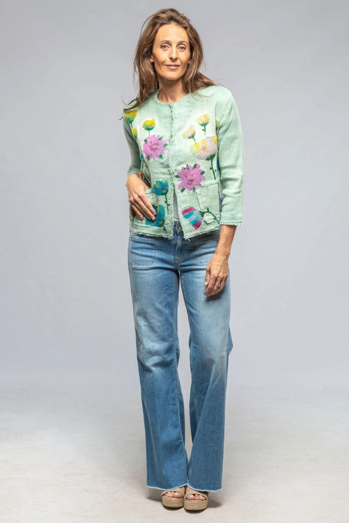 Wildflower Cropped Jacket In Jade